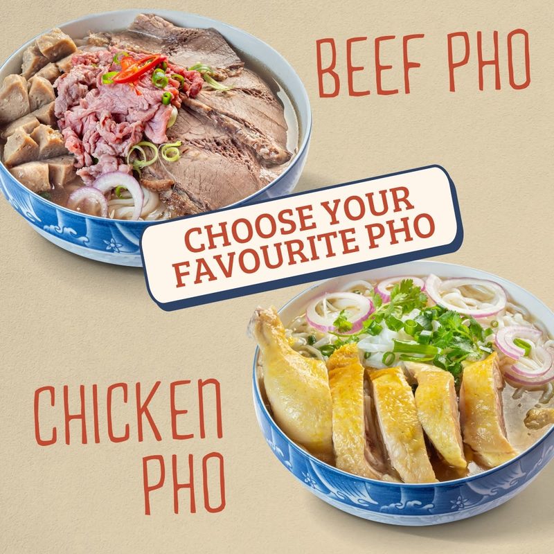 Phở Bò and Phở Gà, beef and chicken pho