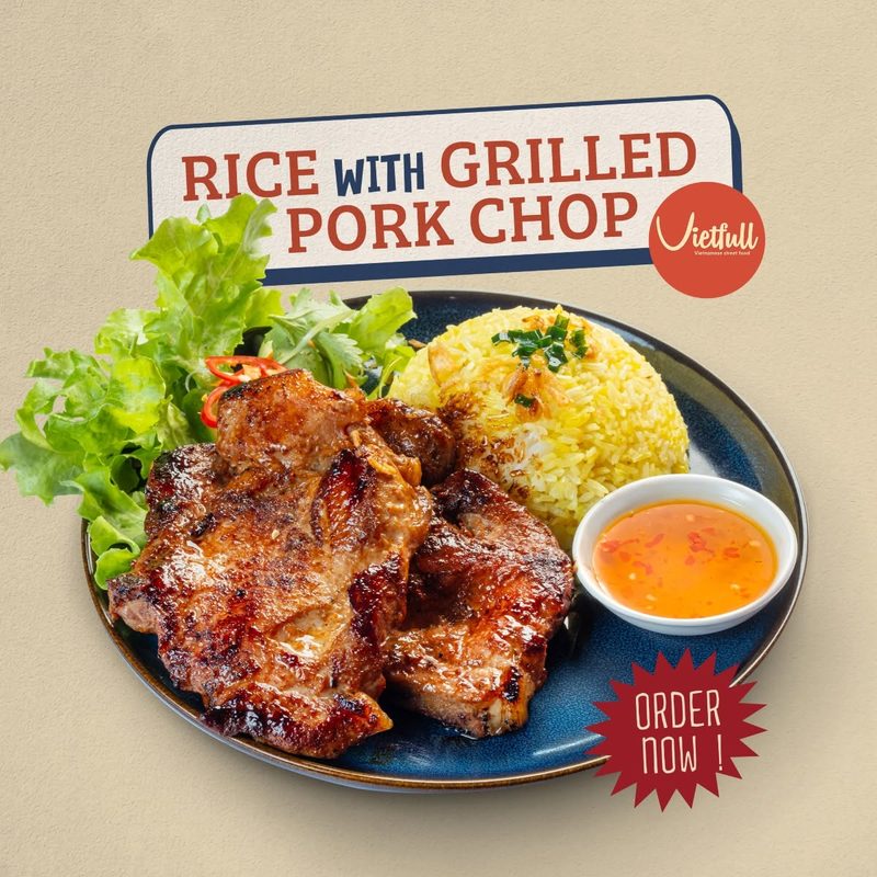 Rice with grilled pork chop